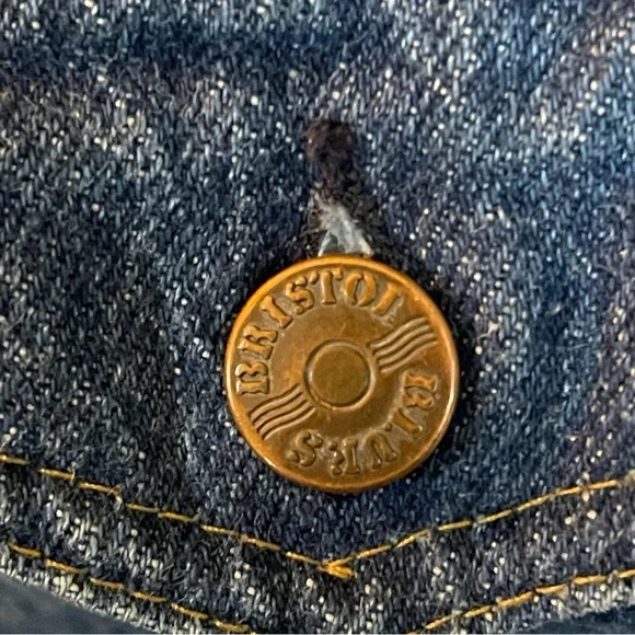 Y2K Vintage  Denim Trucker Jacket S Blue Hand Painted USA - Picture 7 of 10